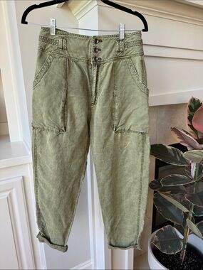 Free People High-Waist Olive Green Utility Pants